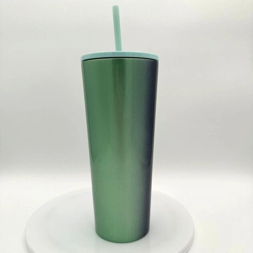 New Starbucks Holiday 2020 Venti Stainless Steel Cold Tumbler Purple Green Beach